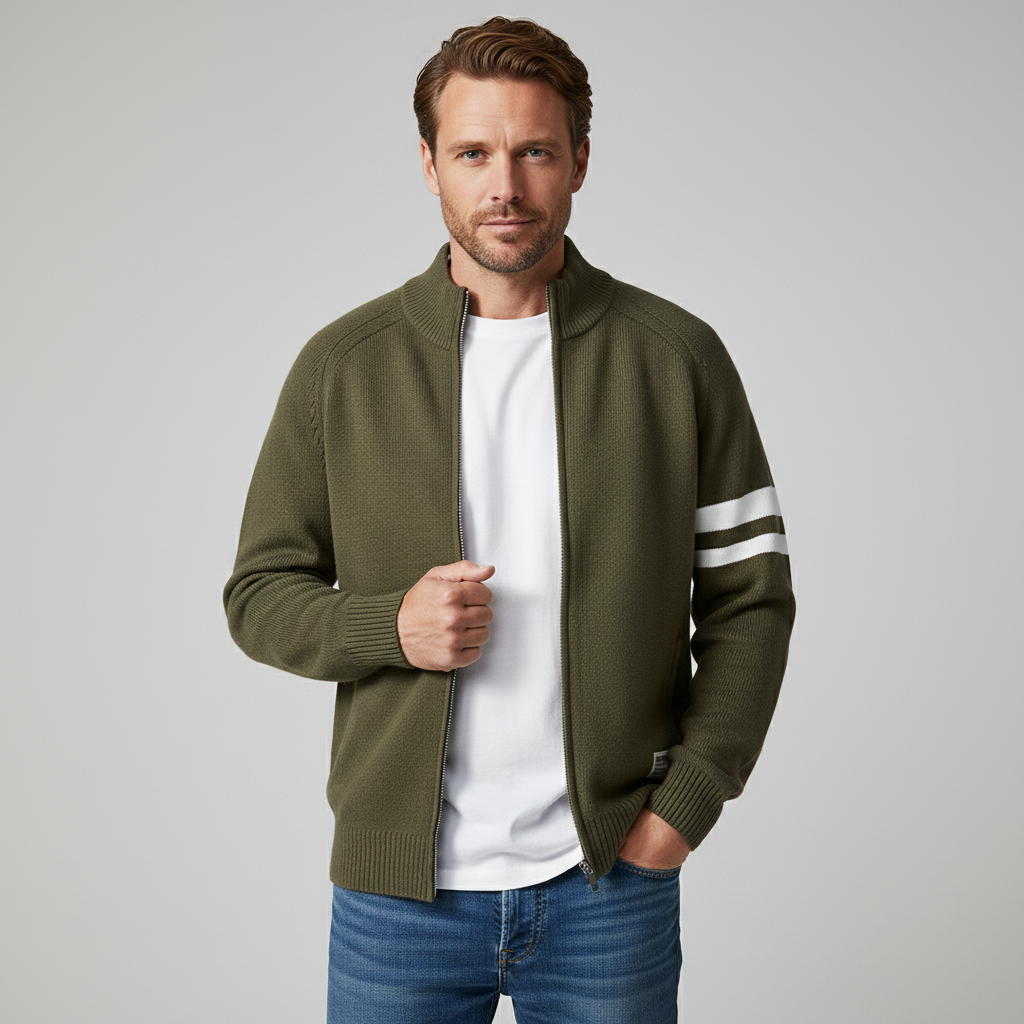 MAISON VALÉRIE | Pull zippé en tricot pour hommes
