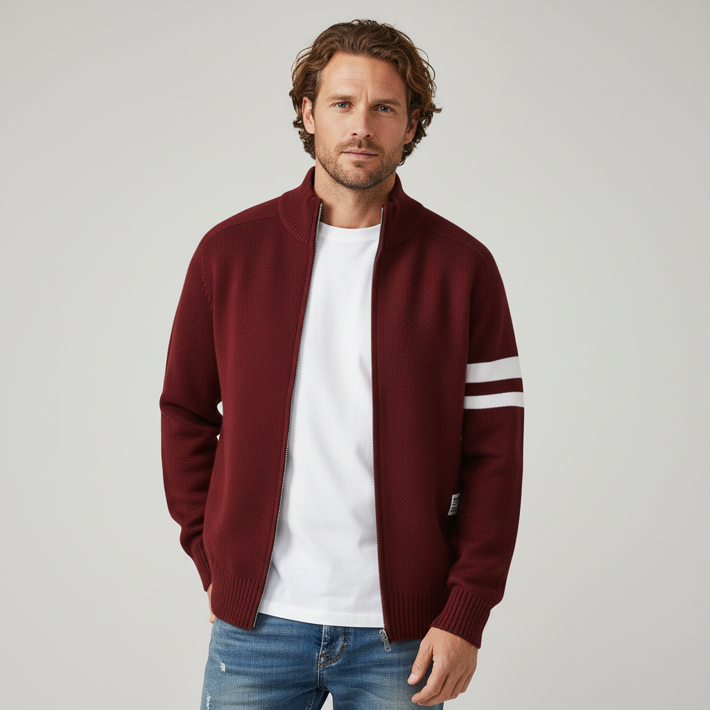 MAISON VALÉRIE | Pull zippé en tricot pour hommes