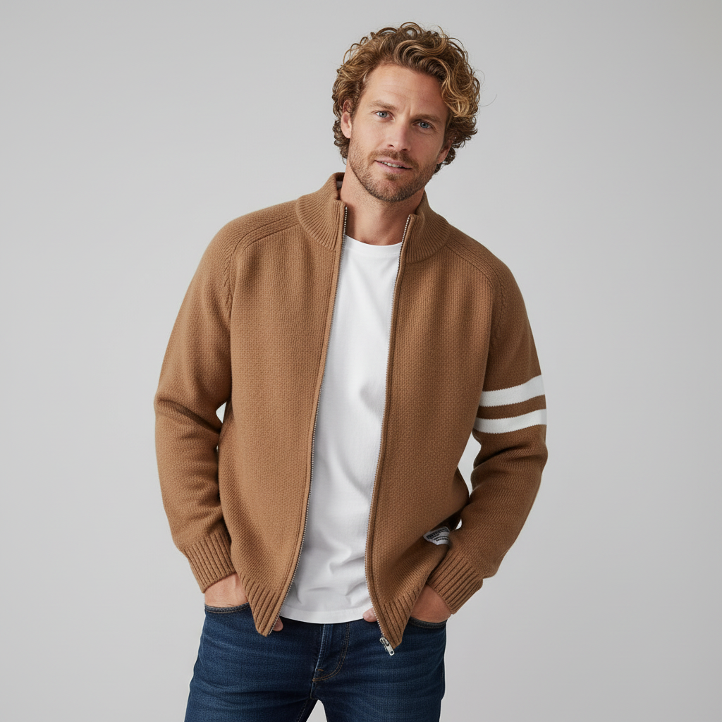 MAISON VALÉRIE | Pull zippé en tricot pour hommes