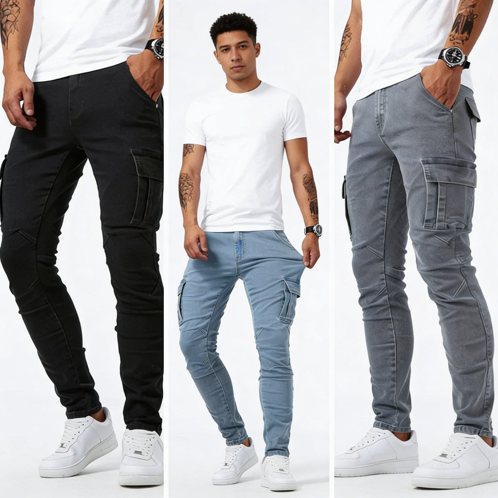 MAISON VALÉRIE | Jeans cargo en denim pour hommes