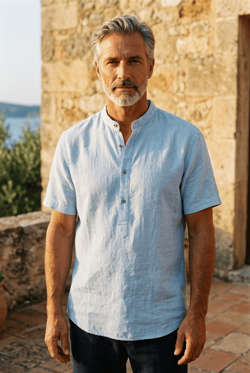 MAISON VALÉRIE | Chemise à col mao pour hommes