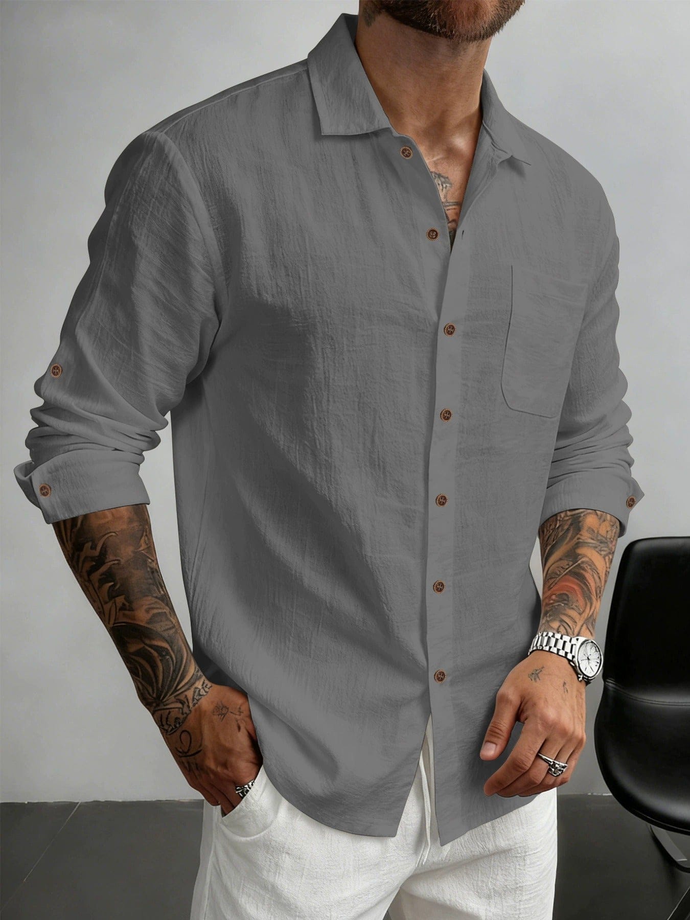 MAISON VALÉRIE | Chemise en coton texturé pour homme