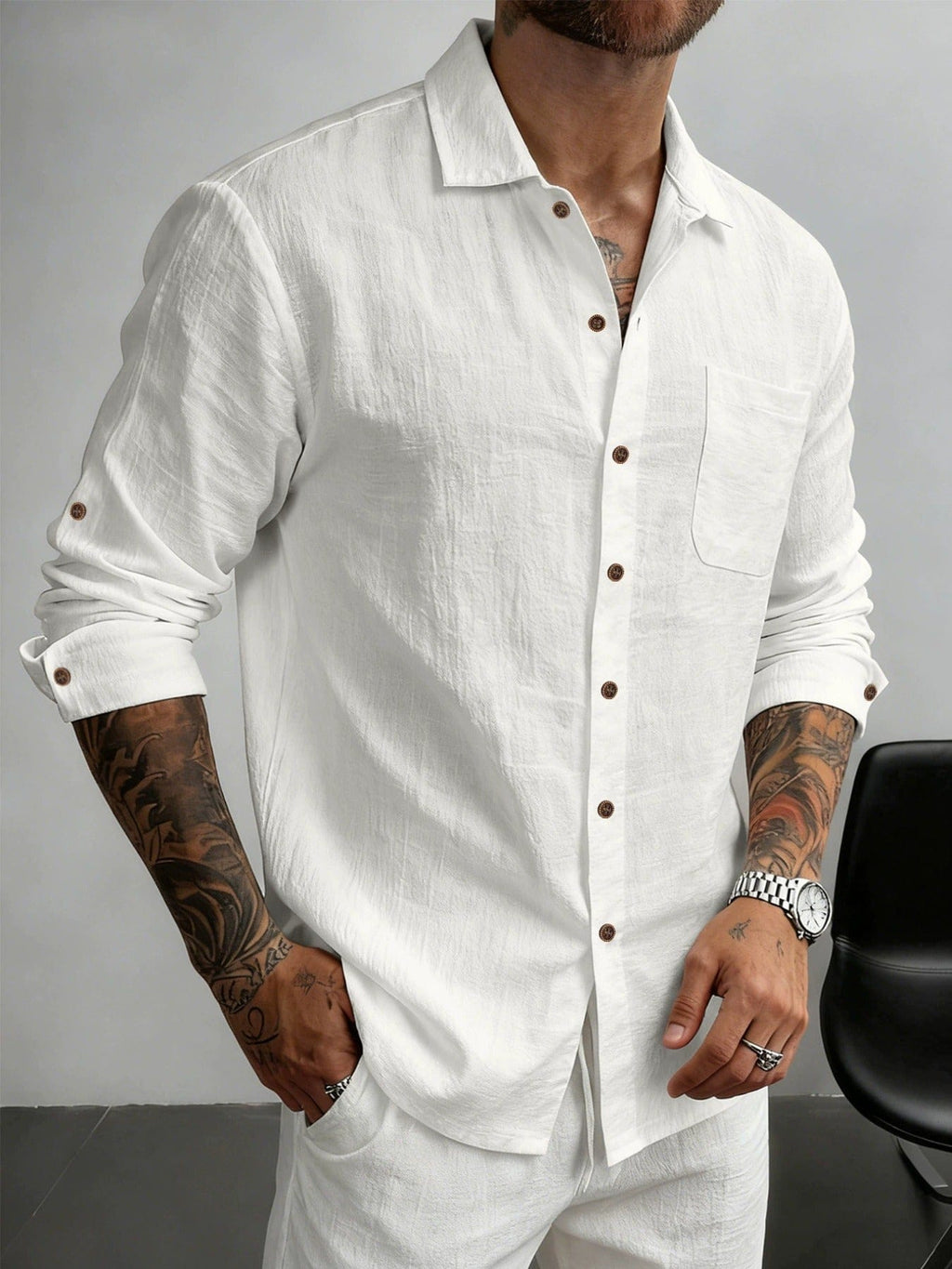 MAISON VALÉRIE | Chemise en coton texturé pour homme