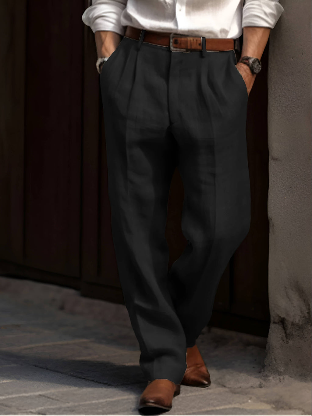 MAISON VALÉRIE | Pantalon plissé en lin pour homme
