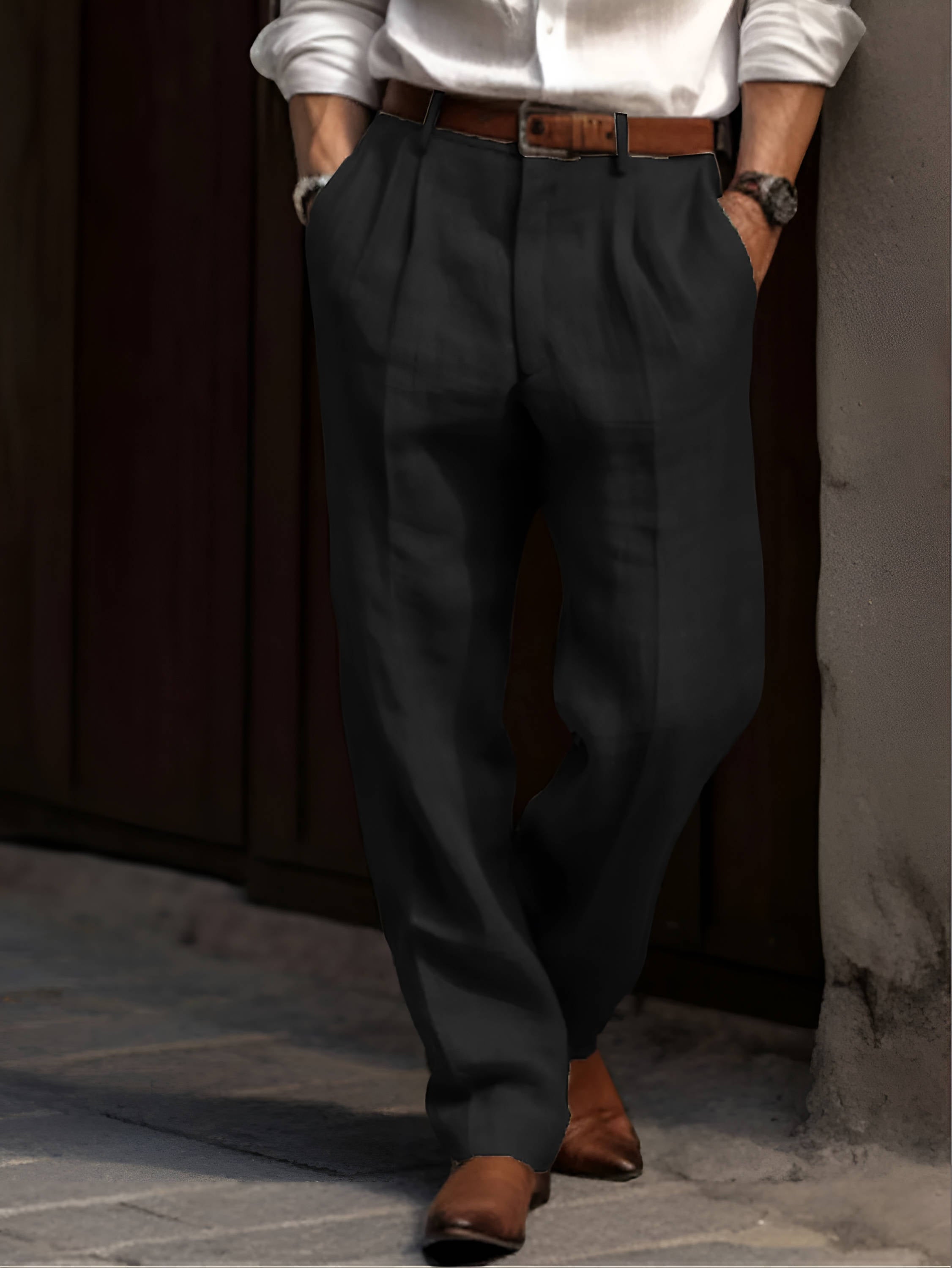 MAISON VALÉRIE | Pantalon plissé en lin pour homme