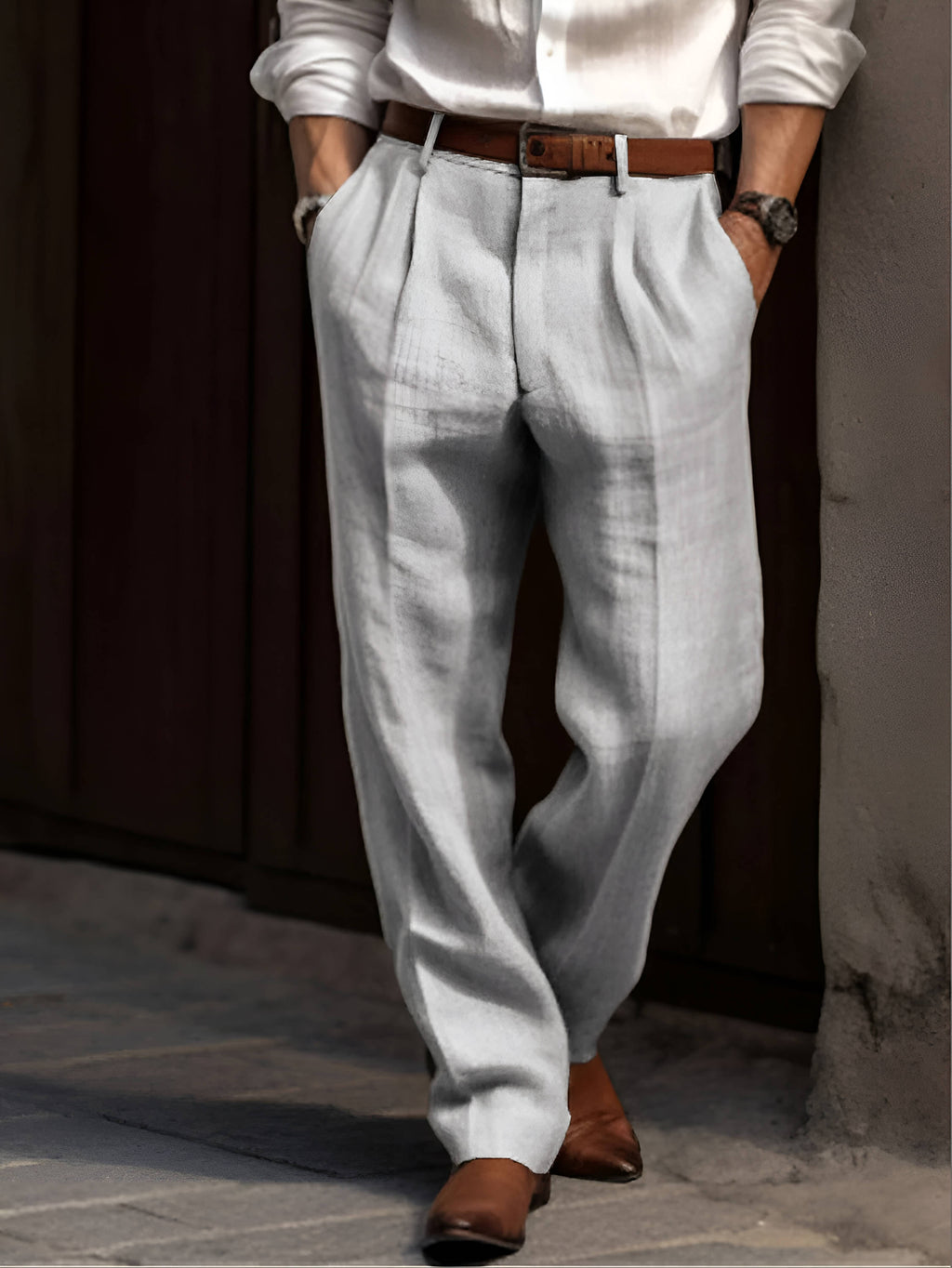 MAISON VALÉRIE | Pantalon plissé en lin pour homme