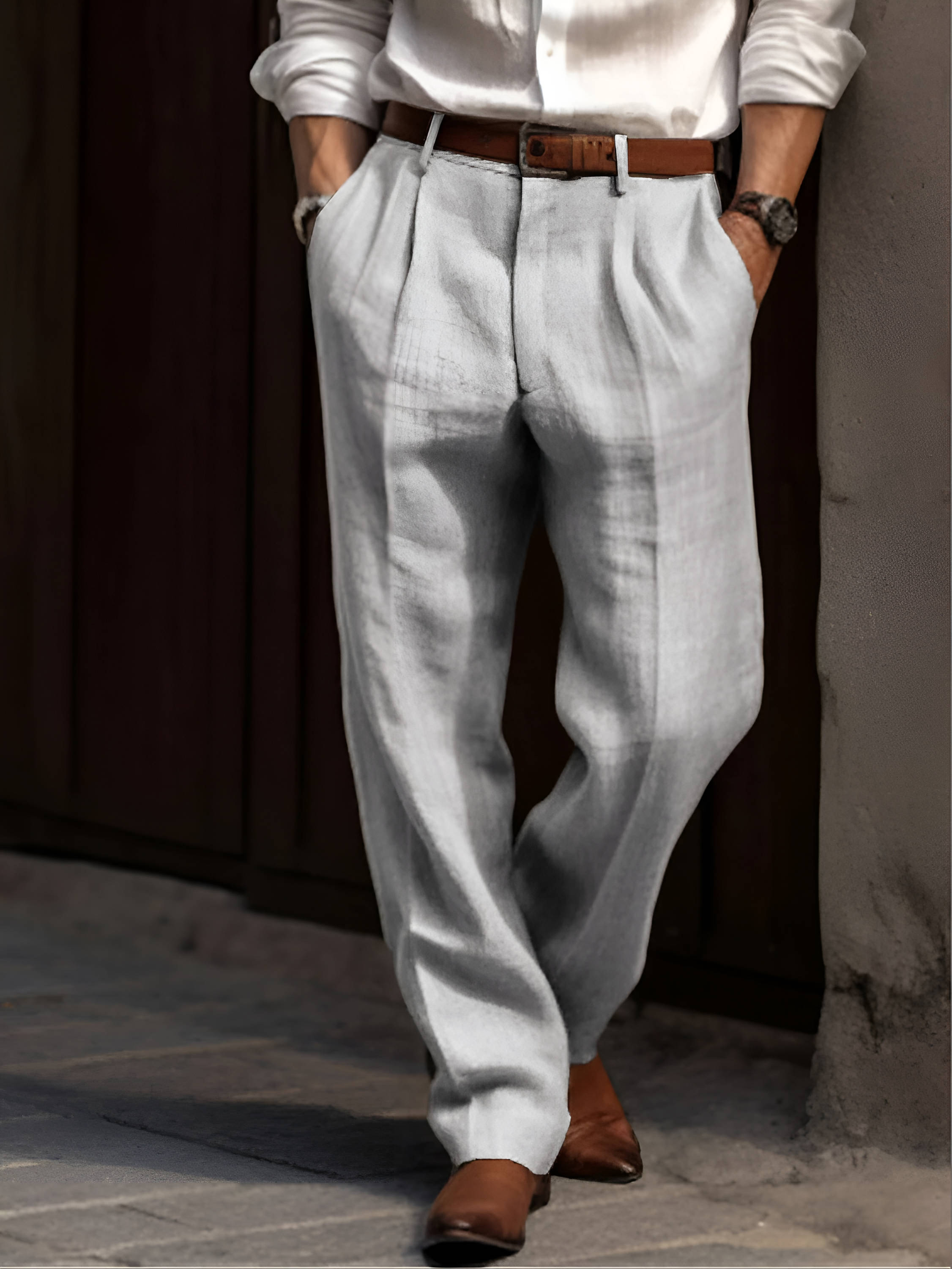 MAISON VALÉRIE | Pantalon plissé en lin pour homme