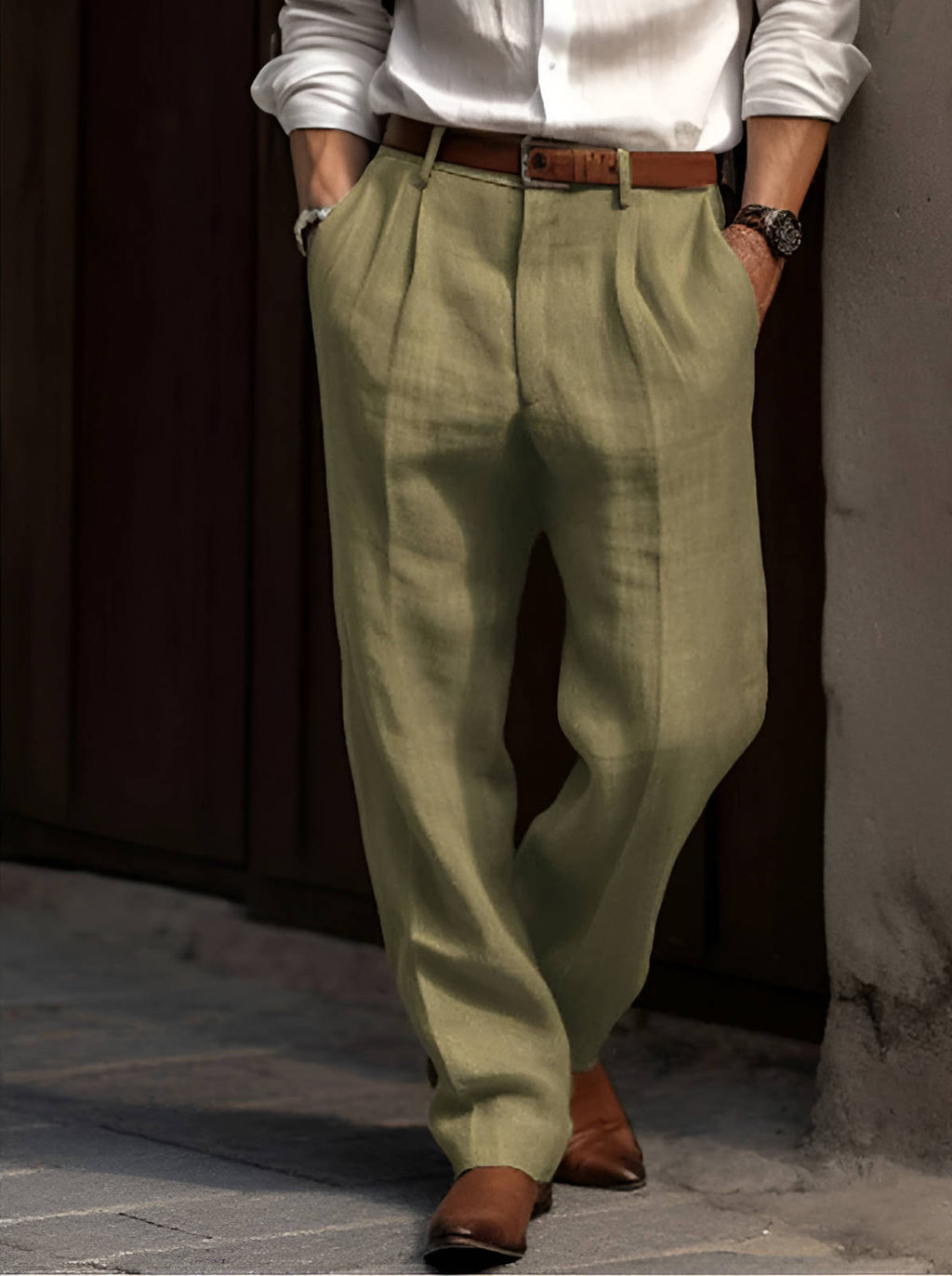 MAISON VALÉRIE | Pantalon plissé en lin pour homme