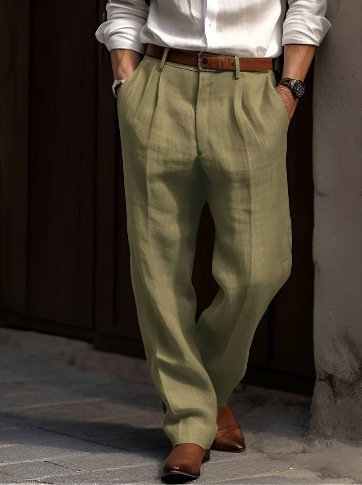 MAISON VALÉRIE | Pantalon plissé en lin pour homme
