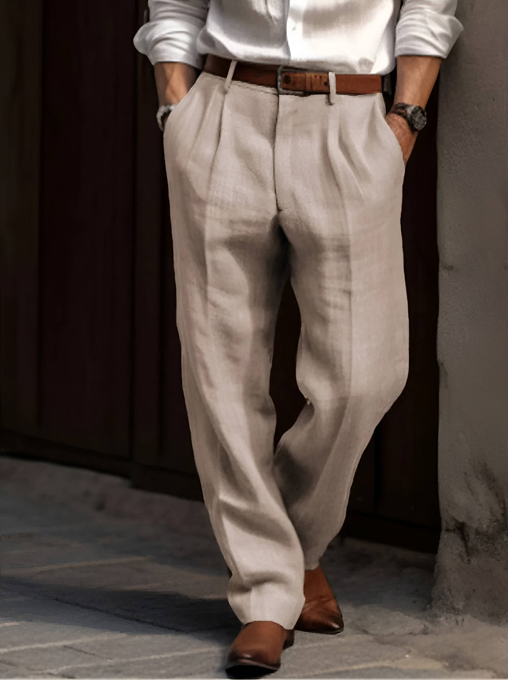 MAISON VALÉRIE | Pantalon plissé en lin pour homme