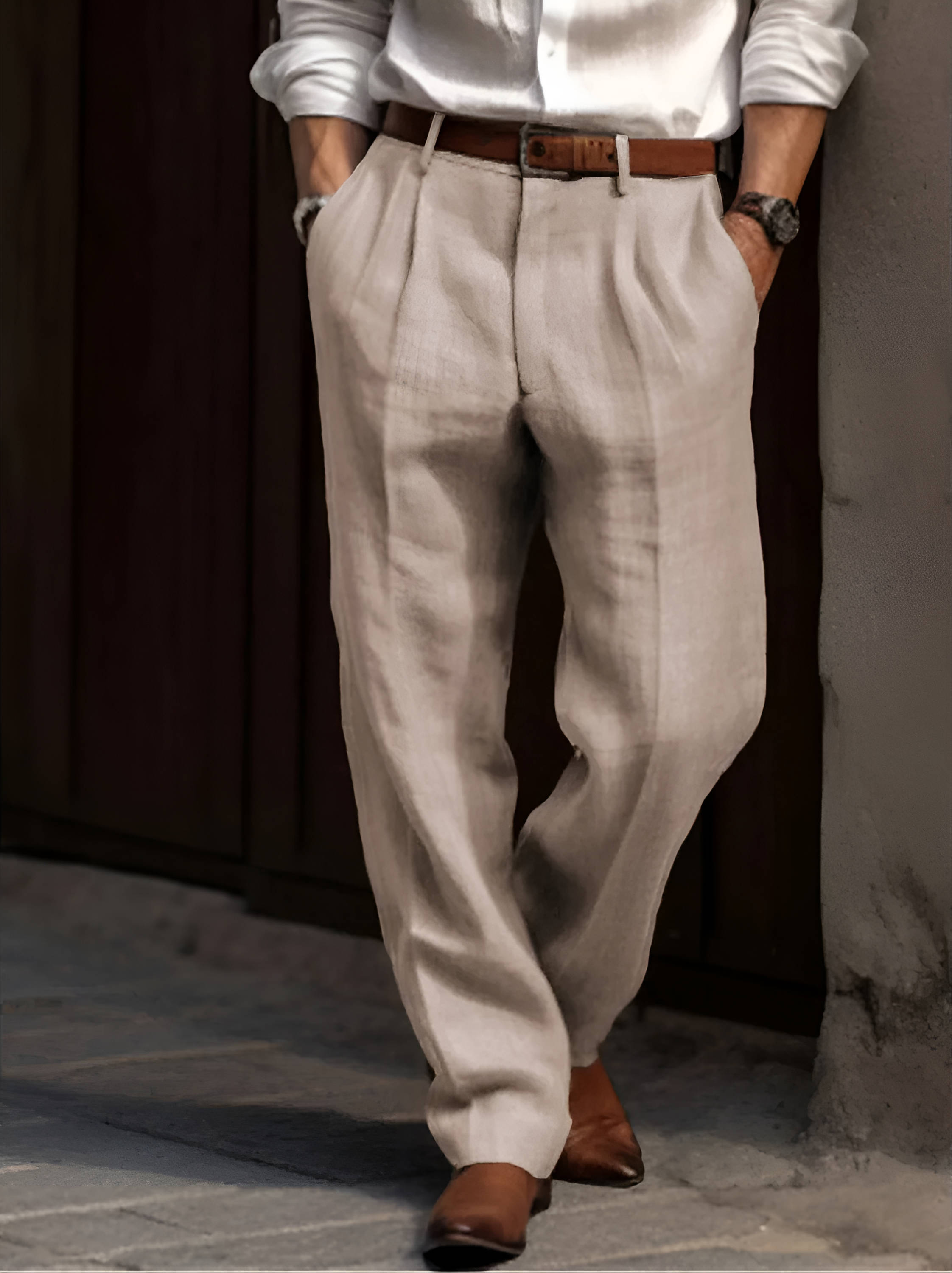 MAISON VALÉRIE | Pantalon plissé en lin pour homme