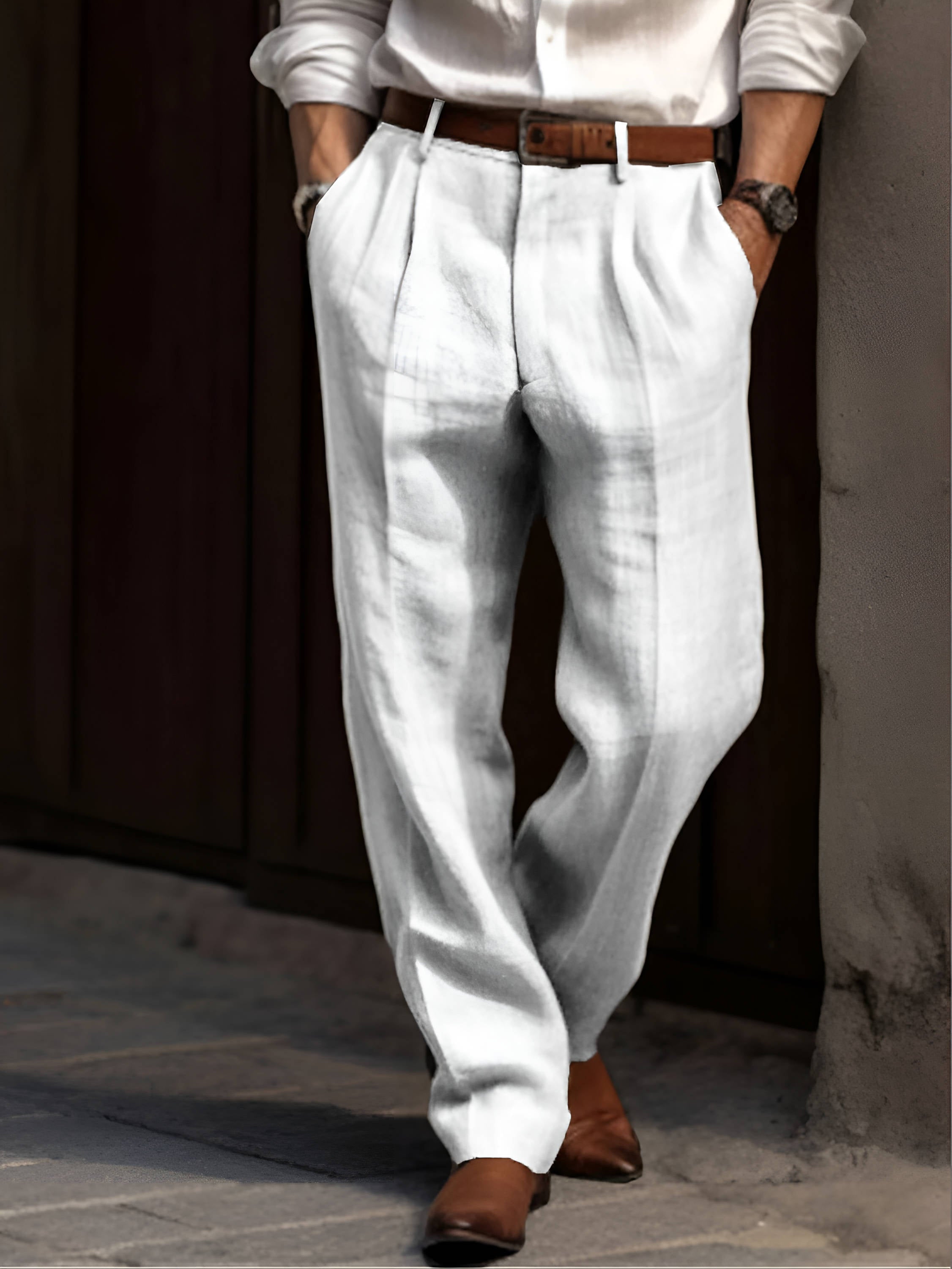 MAISON VALÉRIE | Pantalon plissé en lin pour homme