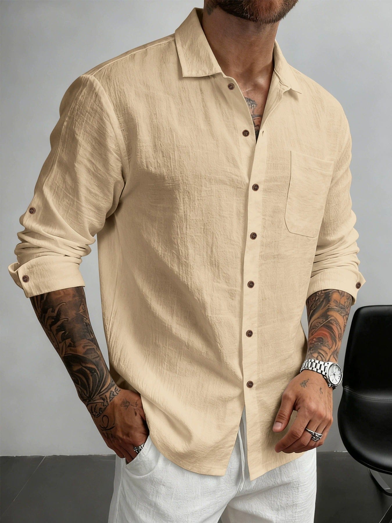 MAISON VALÉRIE | Chemise en coton texturé pour homme