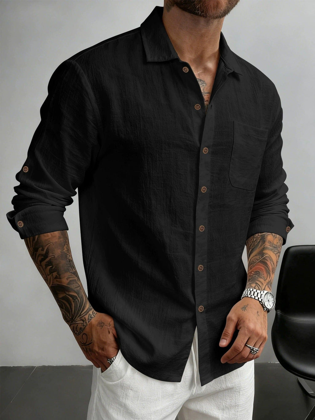 MAISON VALÉRIE | Chemise en coton texturé pour homme