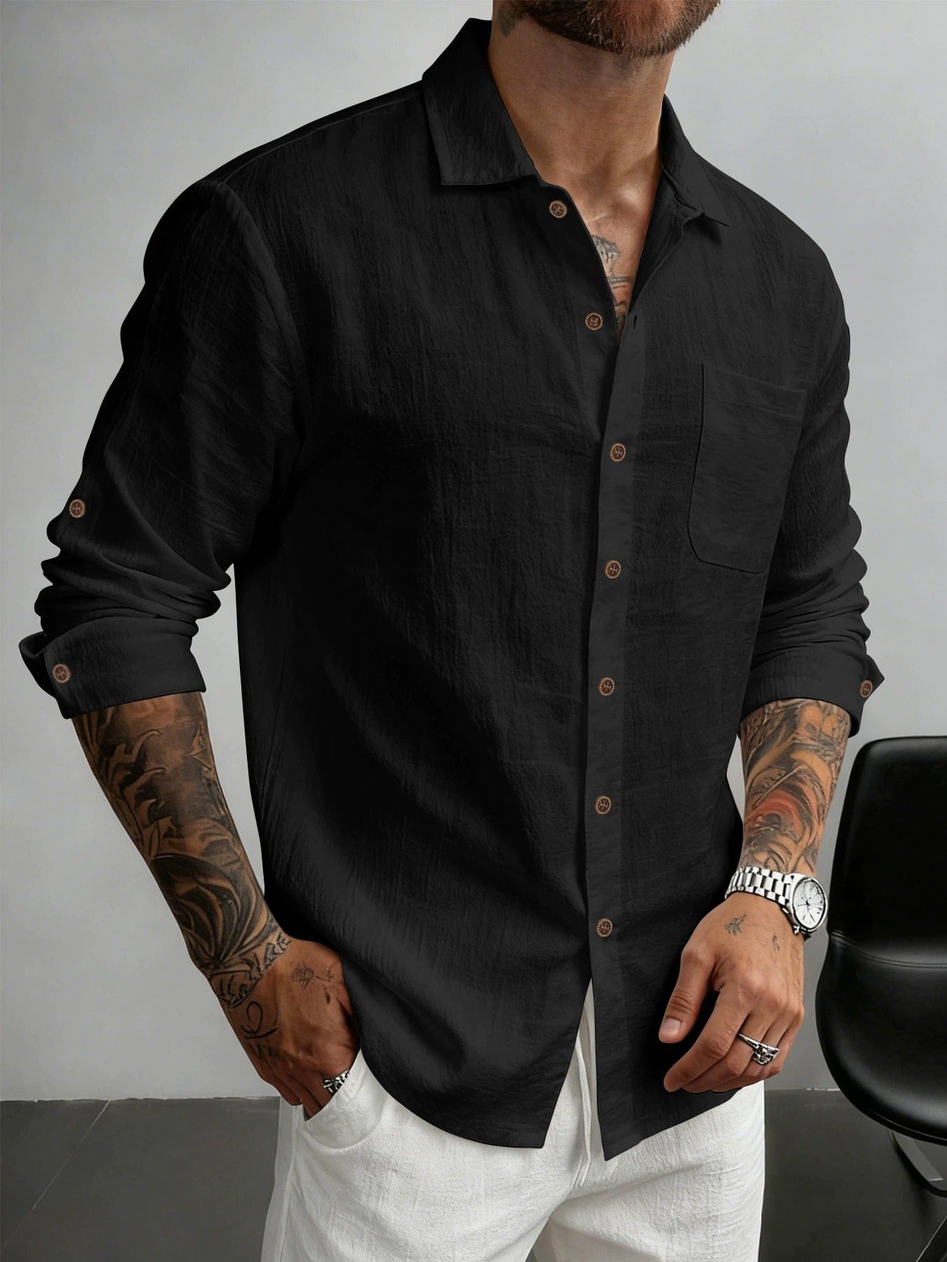 MAISON VALÉRIE | Chemise en coton texturé pour homme