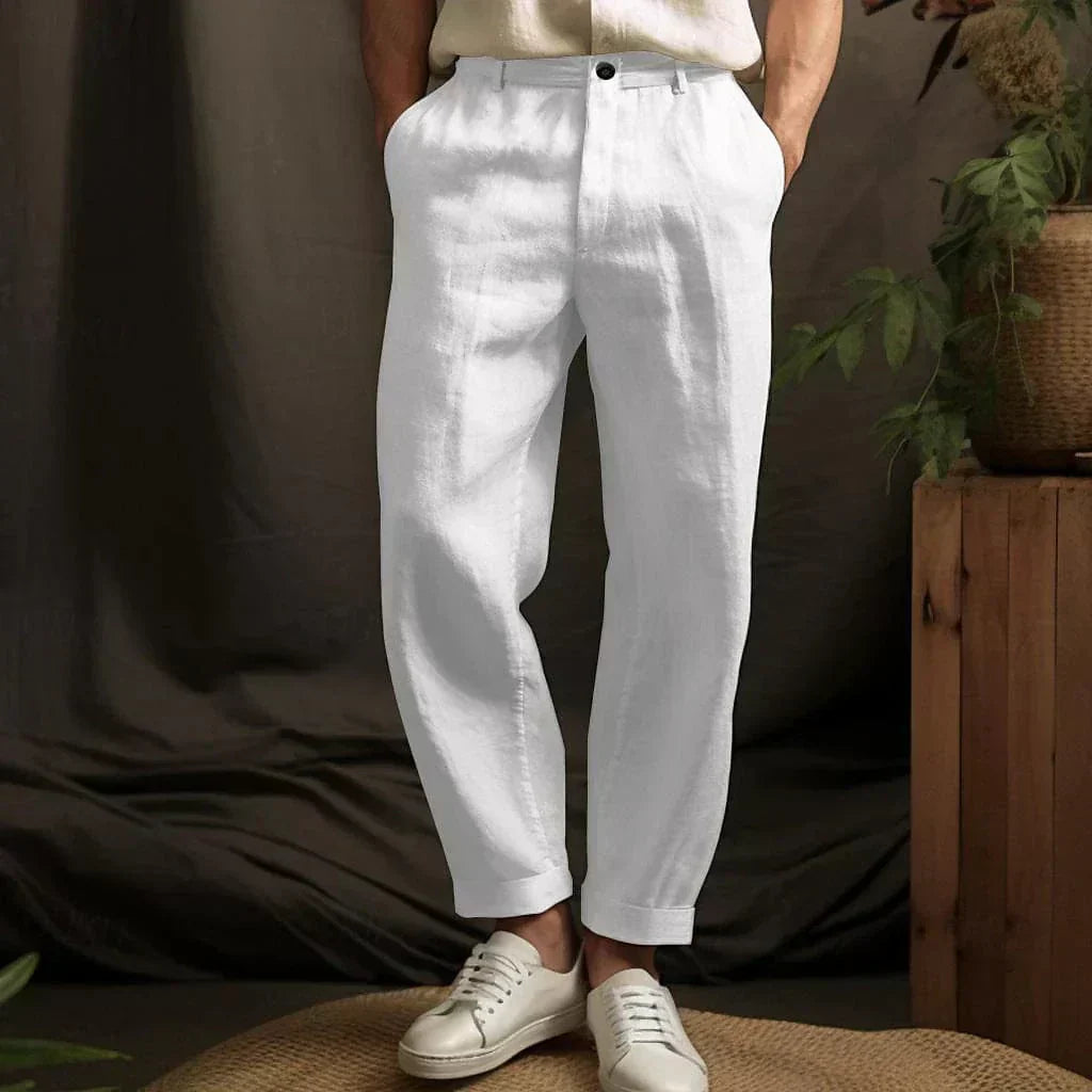 MAISON VALÉRIE | Pantalon d'été classique en lin pour homme