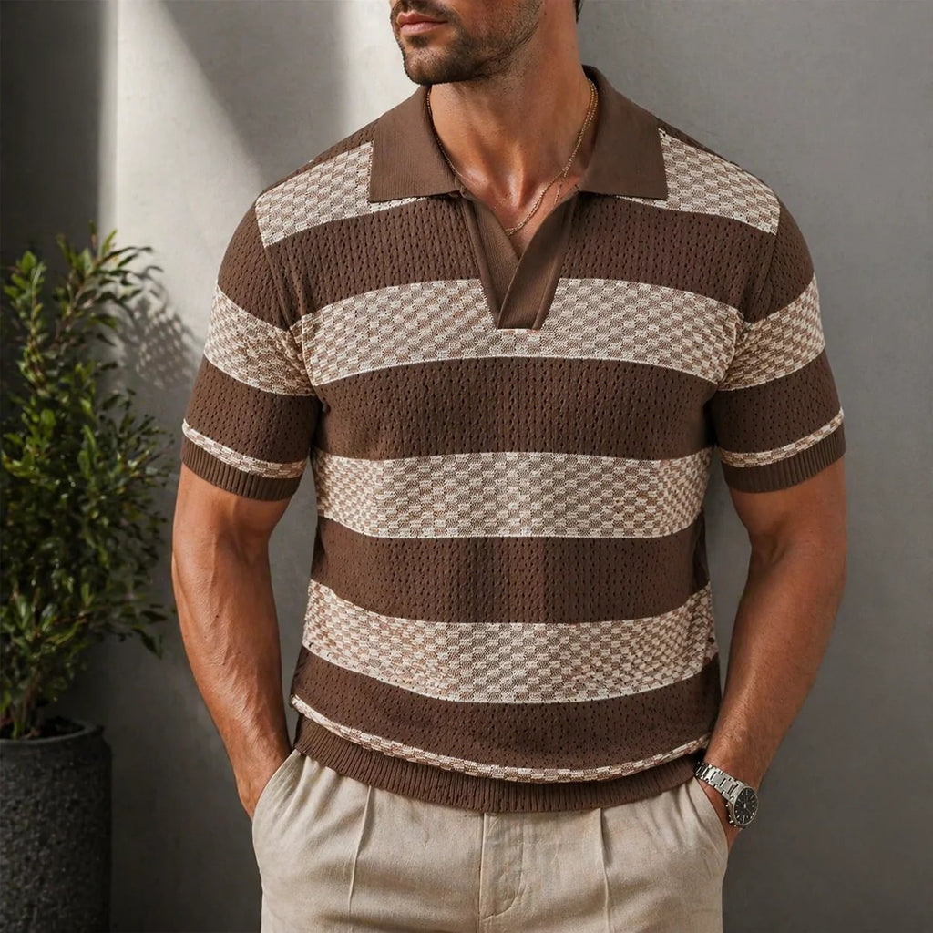 MAISON VALÉRIE | Chemise à rayures et col ouvert pour hommes
